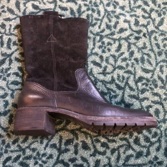 Ralph Lauren Freja Black Leather Winter Boots Sz 4.5 - Picture 5 of 12